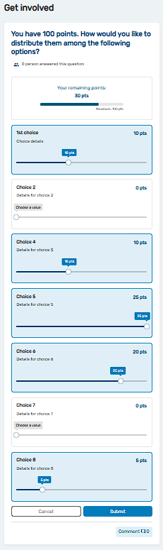 Presentation of the Dot Voting question